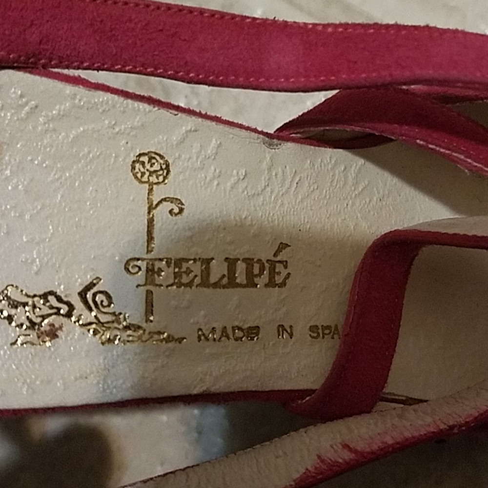 Vintage Felipe pink suede strappy low heels Sz6N - Picture 3 of 7
